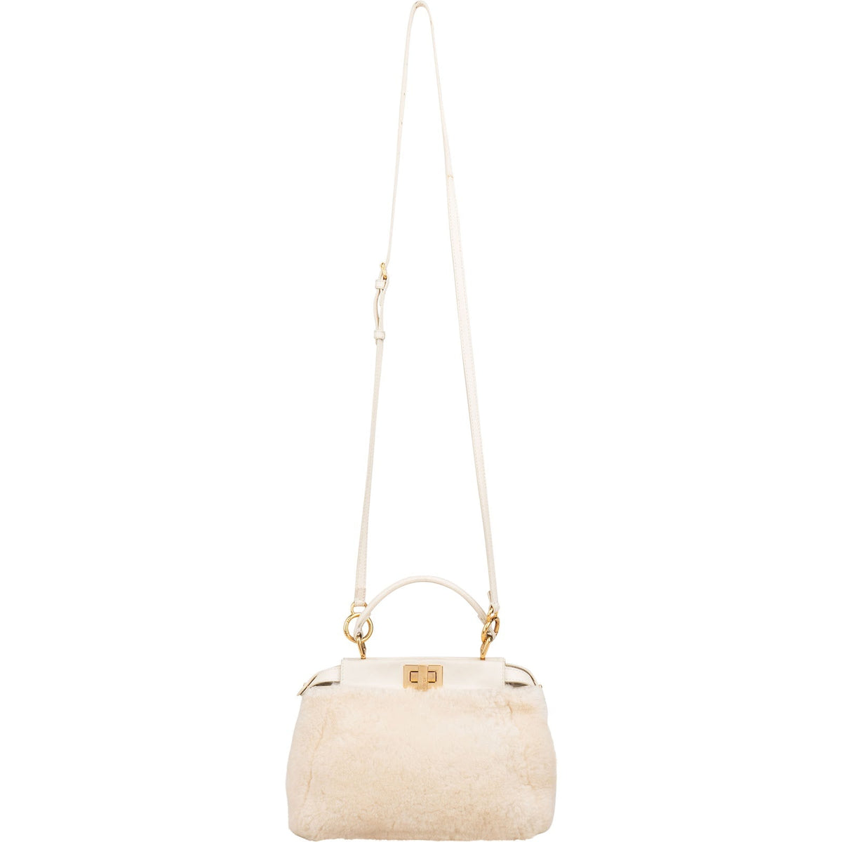 Fendi Shearling Mini Peekaboo Handbag