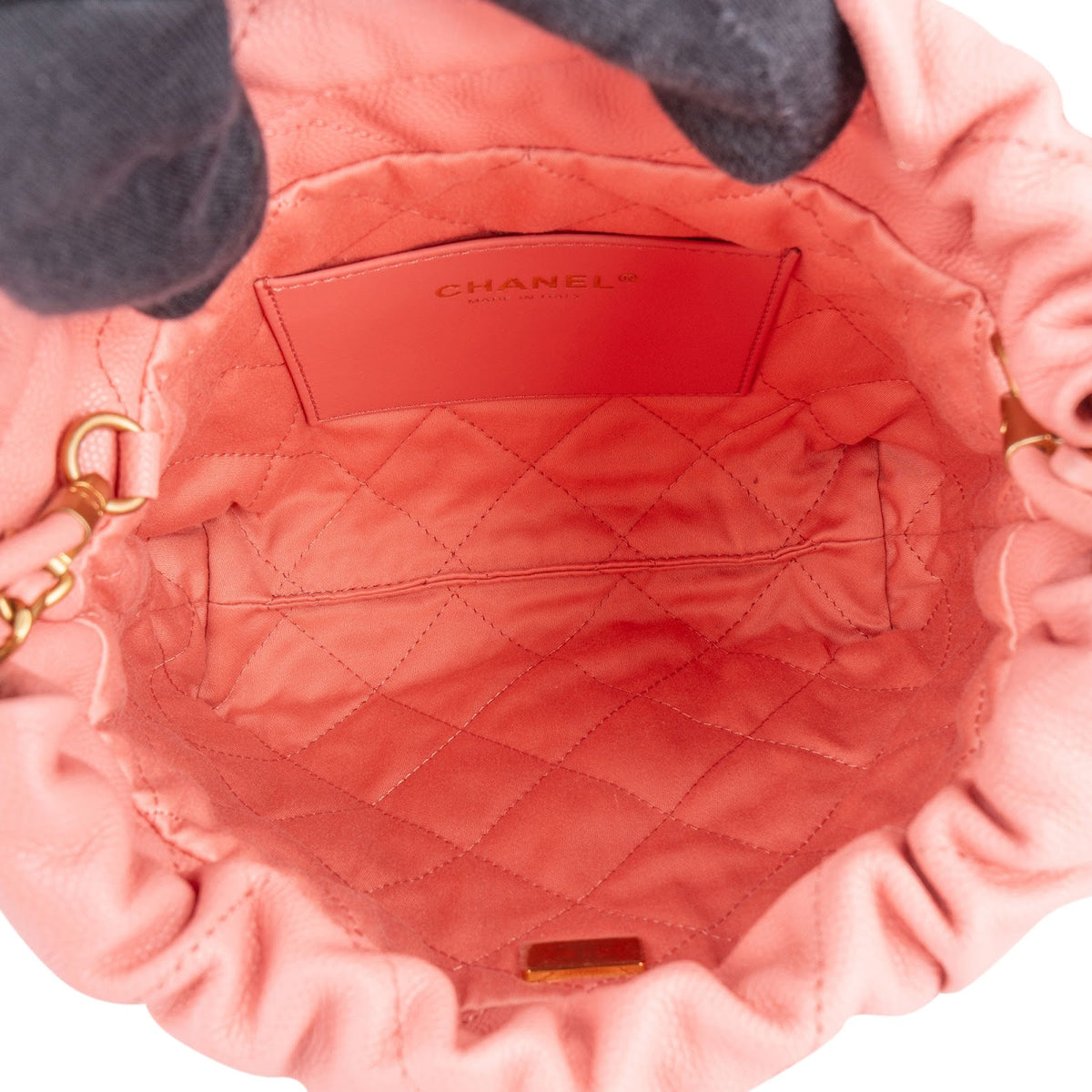 Chanel 22 Caviar Leather Small Drawstring Bag Handbag