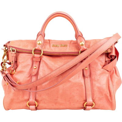 Miu Miu Pink Vitello Lux Leather Bow Handbag