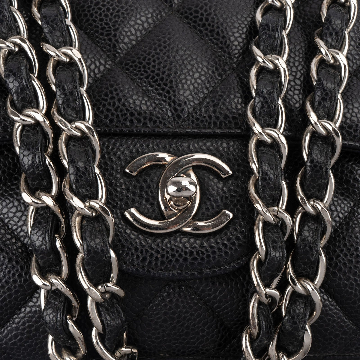Chanel Quilted Caviar Leather Palladium Maxi Single Flap Crossbody Bag