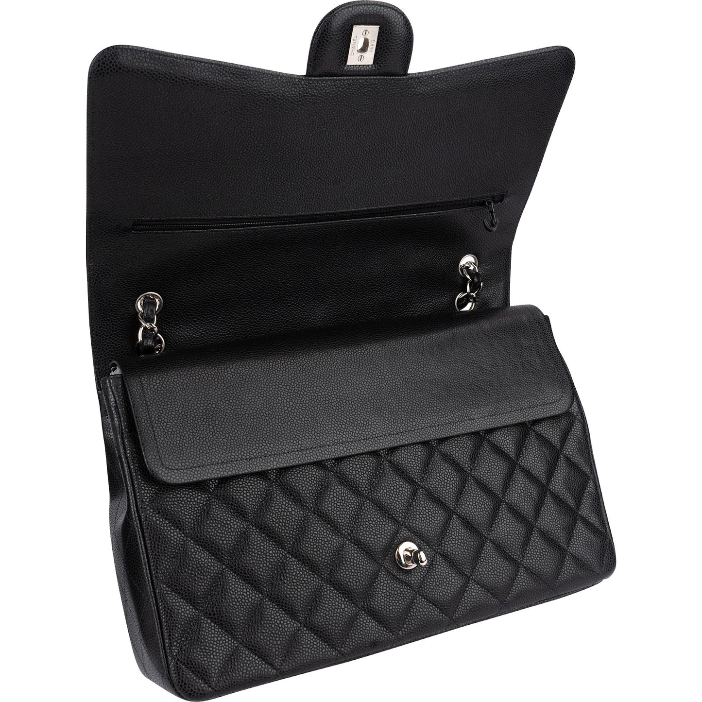 Chanel Quilted Caviar Leather Maxi Double Flap Crossbody Bag