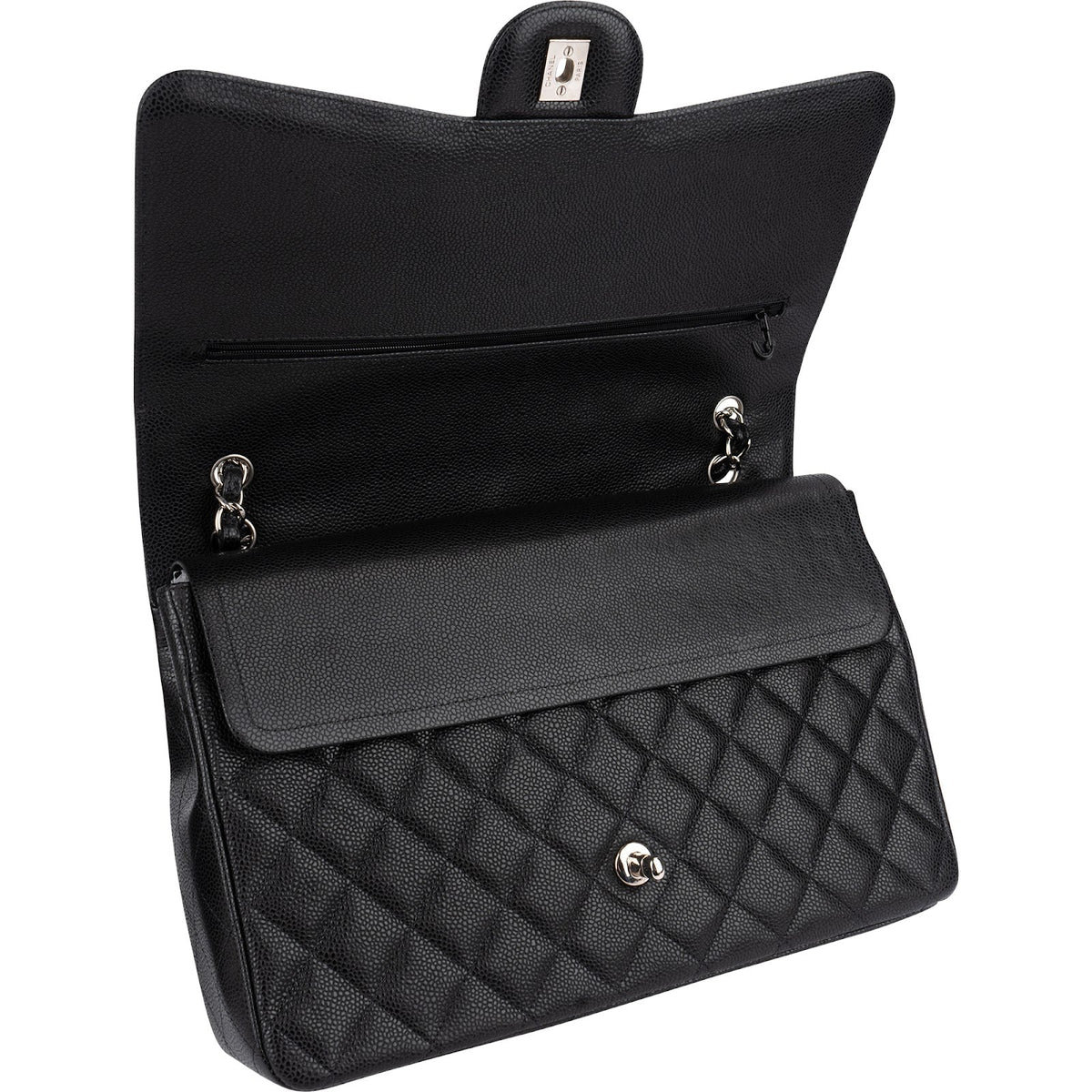 Chanel Quilted Caviar Leather Maxi Double Flap Crossbody Bag