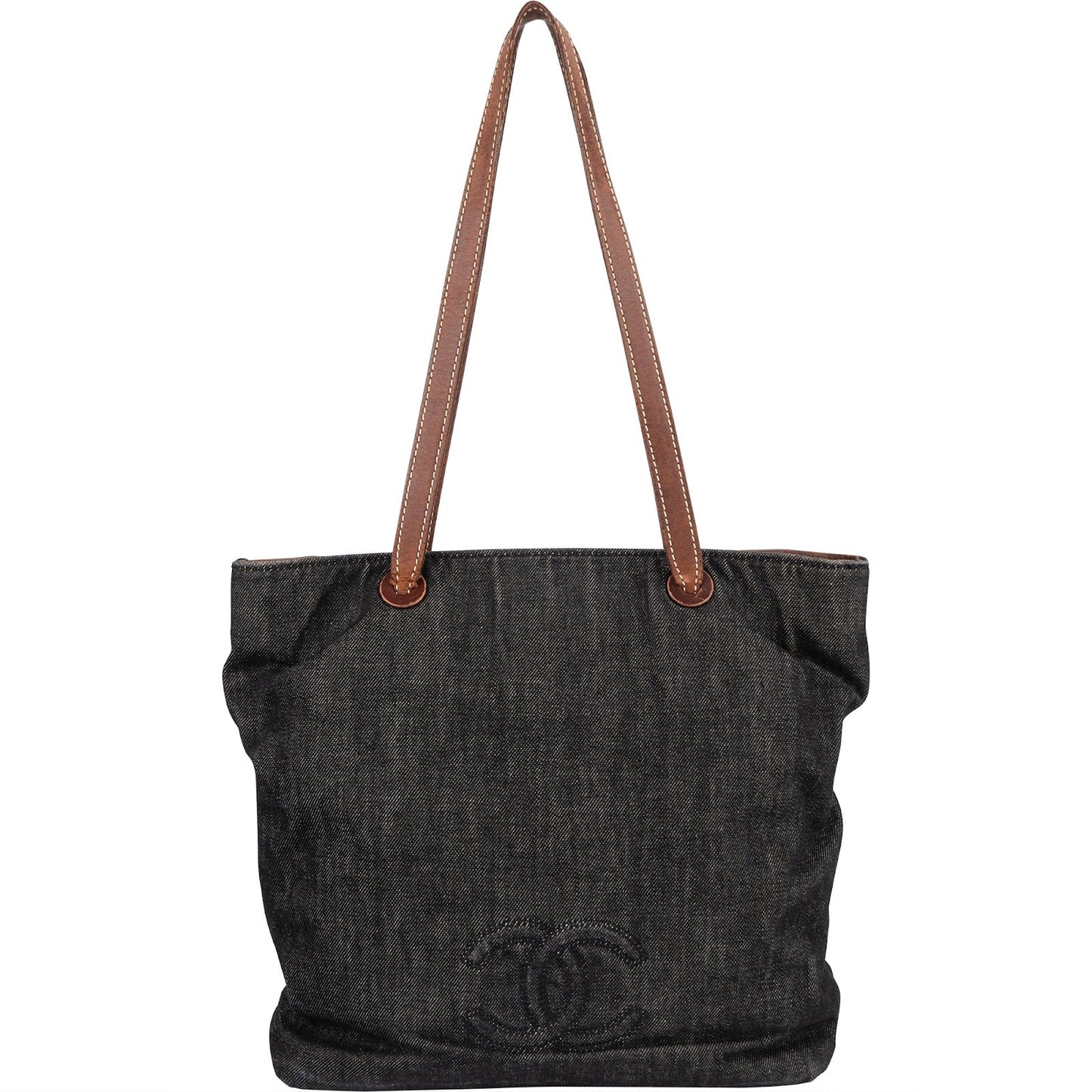 Chanel Maxi Denim CC Stitch Tote Shoulder Bag