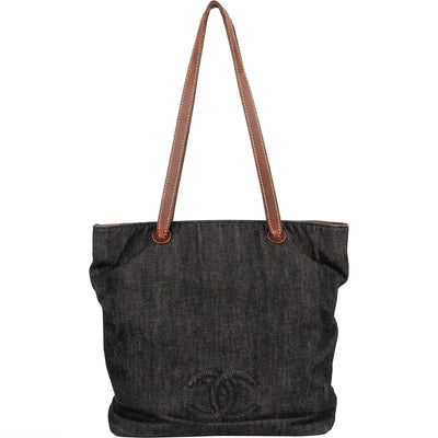 Chanel Maxi Denim CC Stitch Tote Shoulder Bag