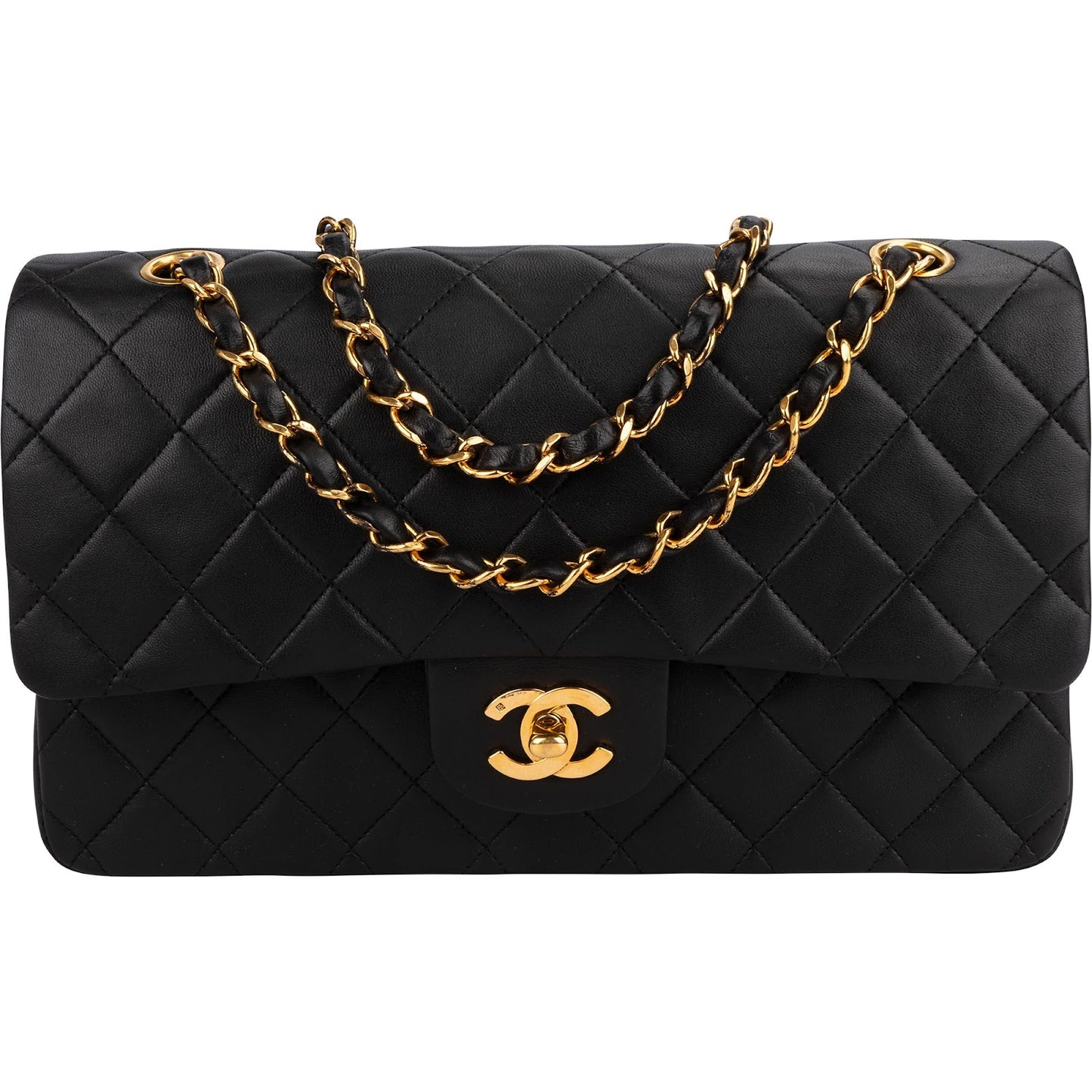 Chanel Quilted Lambskin 24K Gold Medium Double Flap Shoulder Bag