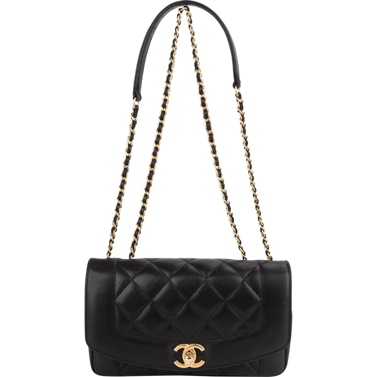 Chanel Quilted Lambskin Diana New Collection Single Flap Crossbody Bag