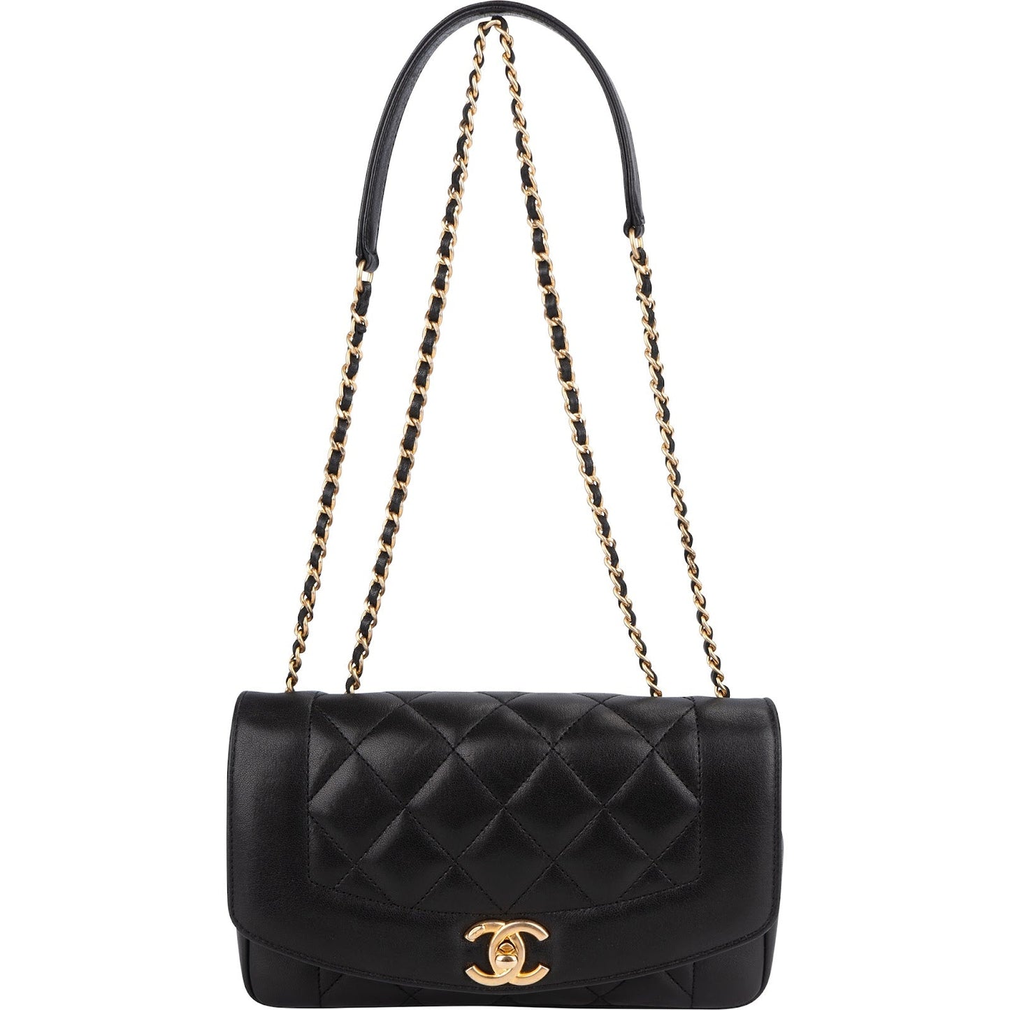 Chanel Quilted Lambskin Diana New Collection Single Flap Crossbody Bag