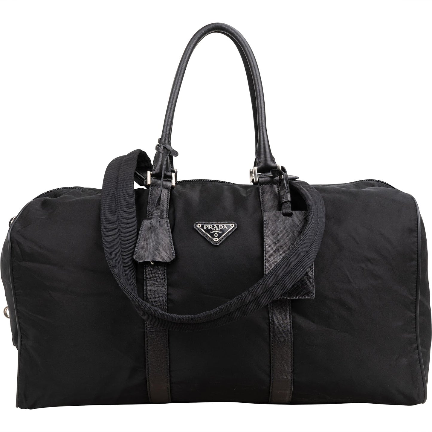 Prada Nylon Triangle Duffle Weekender 50 Travel Bag