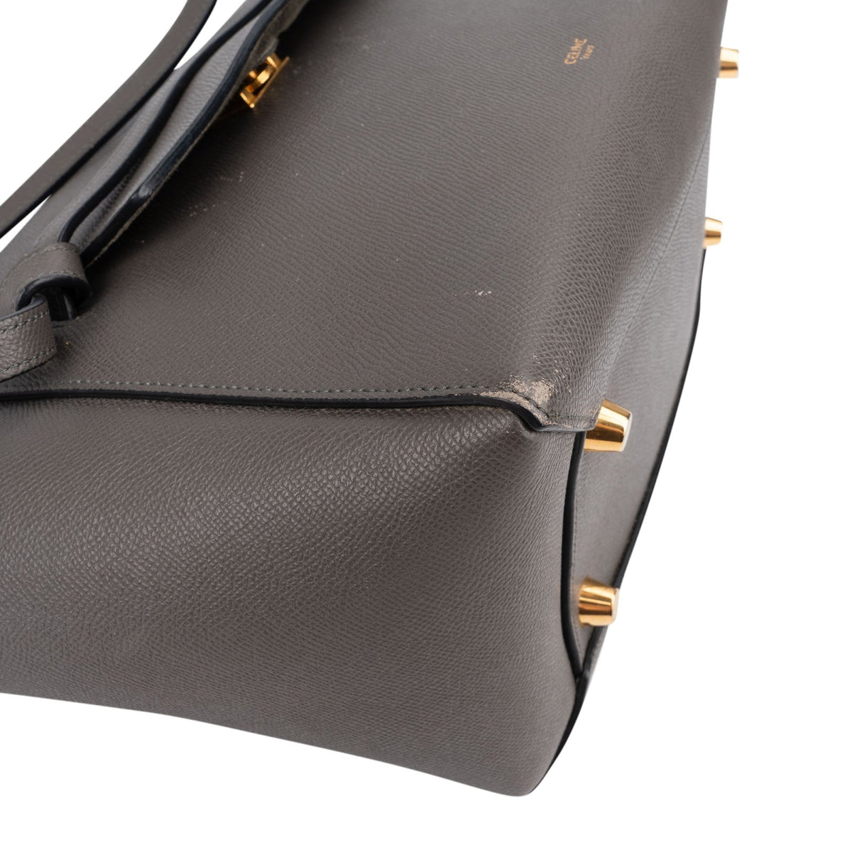 Celine Grey Leather Grained Calfskin Belt Handbag