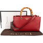 Gucci Grained Leather Bamboo Handle Tote Handbag