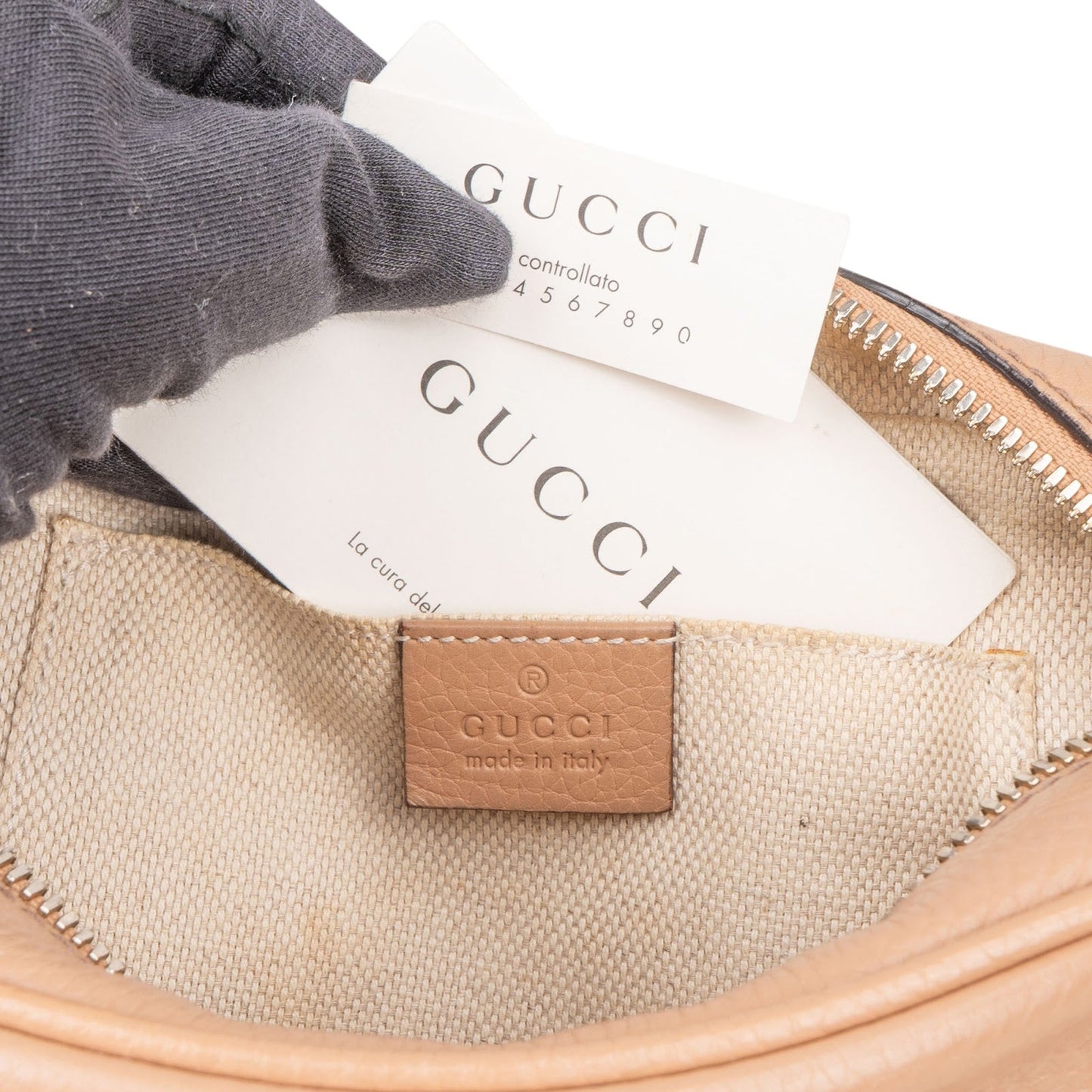 Gucci Grained Leather GG Soho Camera Crossbody Bag