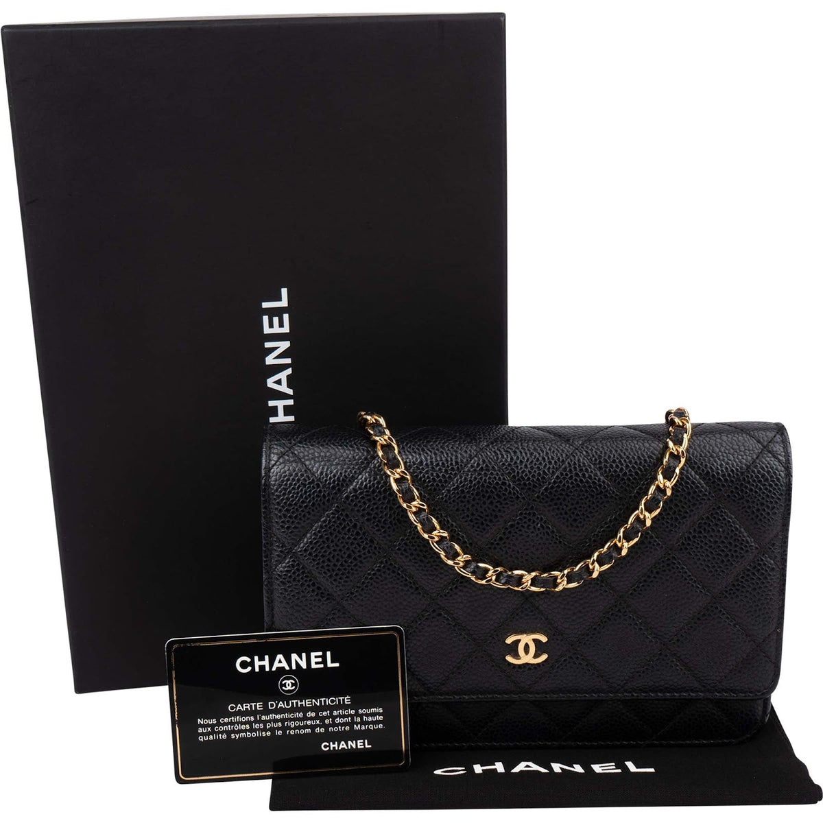 Chanel CC Wallet On Chain aus gestepptem Caviar-Leder – Ansicht 2