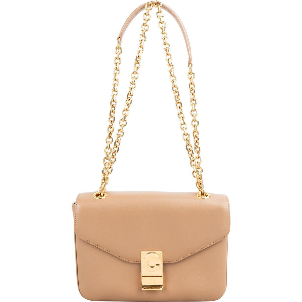 Celine Calfskin Classic Box Medium C Lock Crossbody Bag