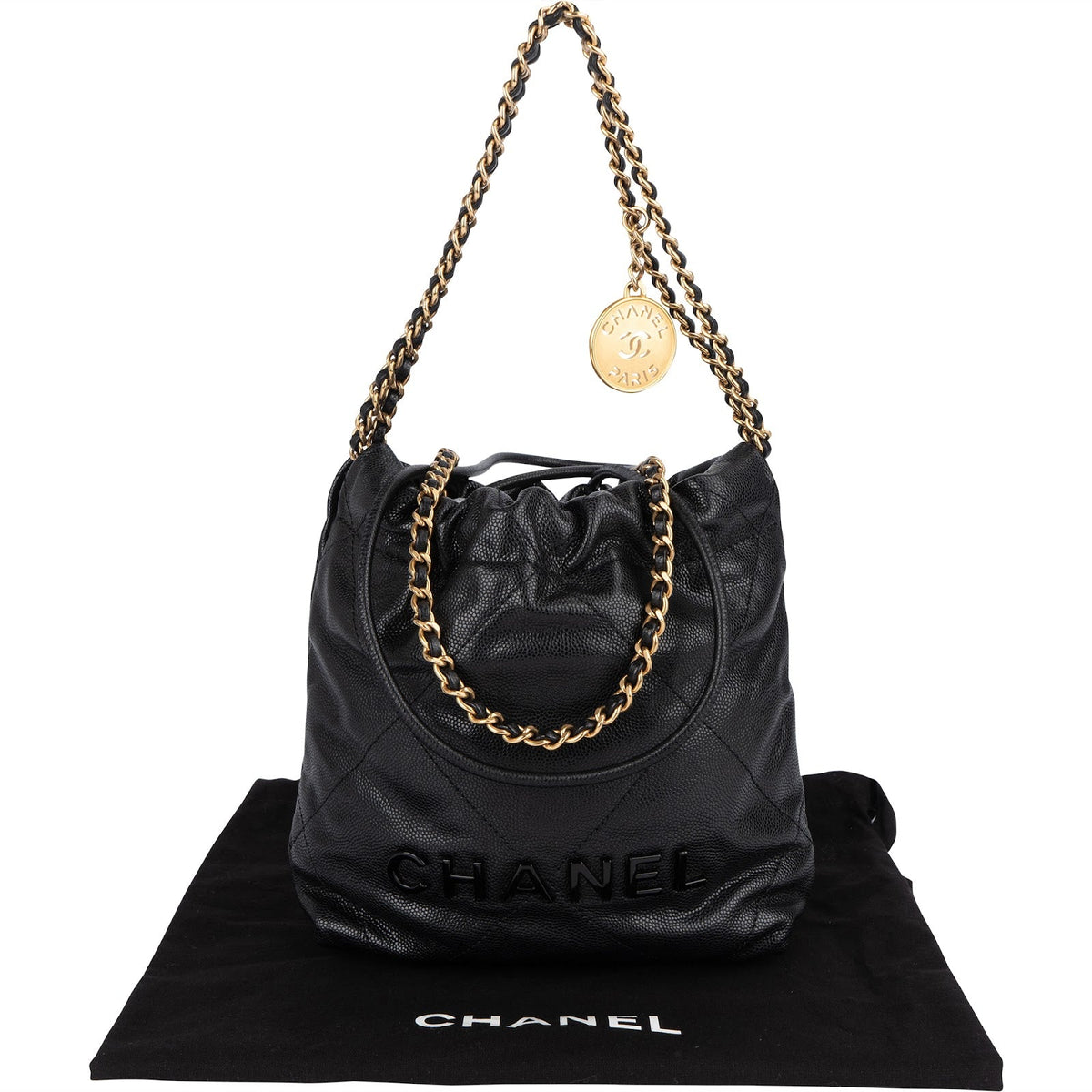 Chanel 22 Stitching Caviar Leather Small Drawstring Crossbody Bag