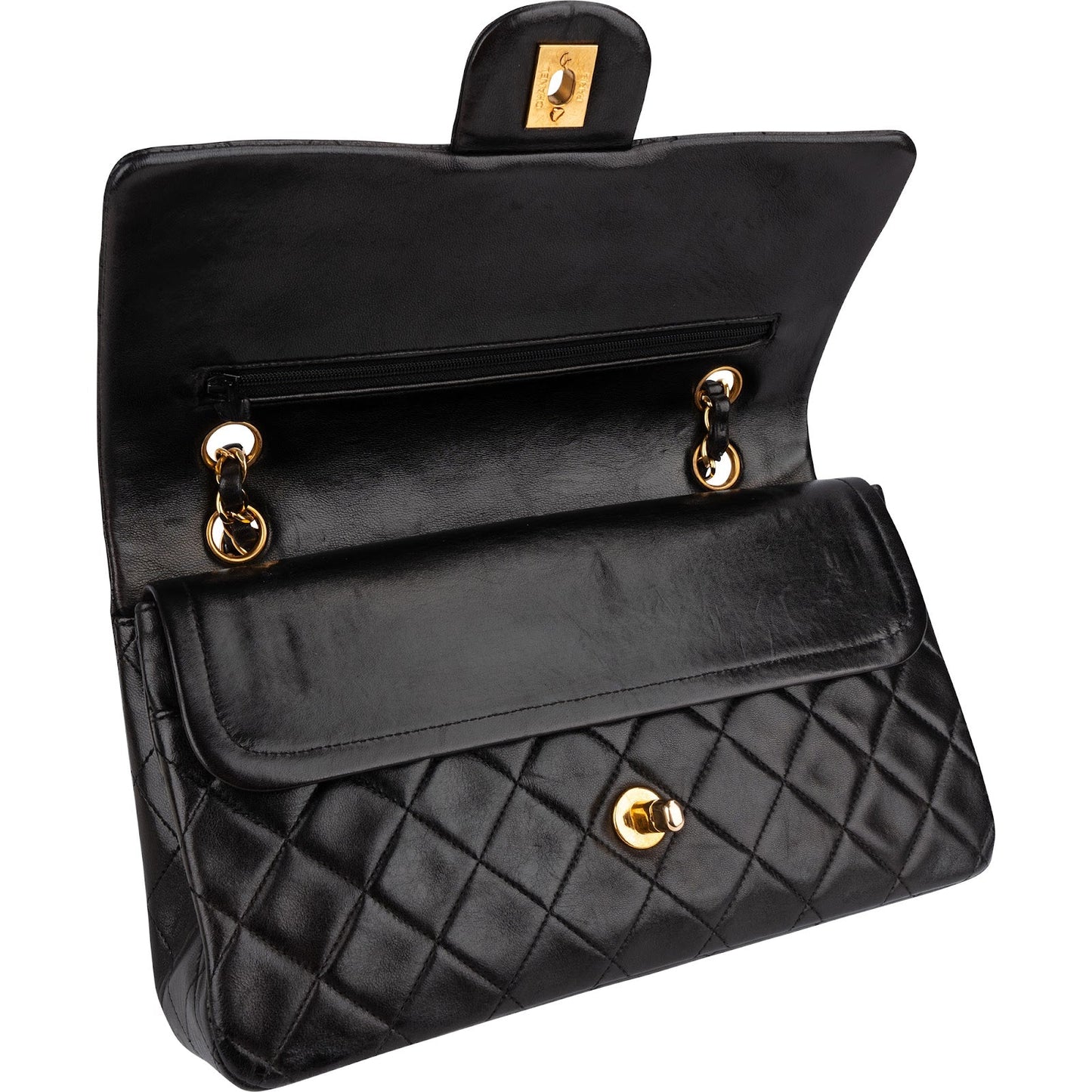 Chanel Quilted Lambskin 24K Gold Medium Double Flap Shoulder Bag