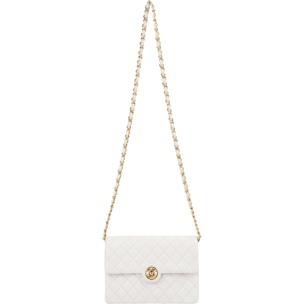 Chanel Quilted Lambskin 24K Gold Single Flap Crossbody Bag