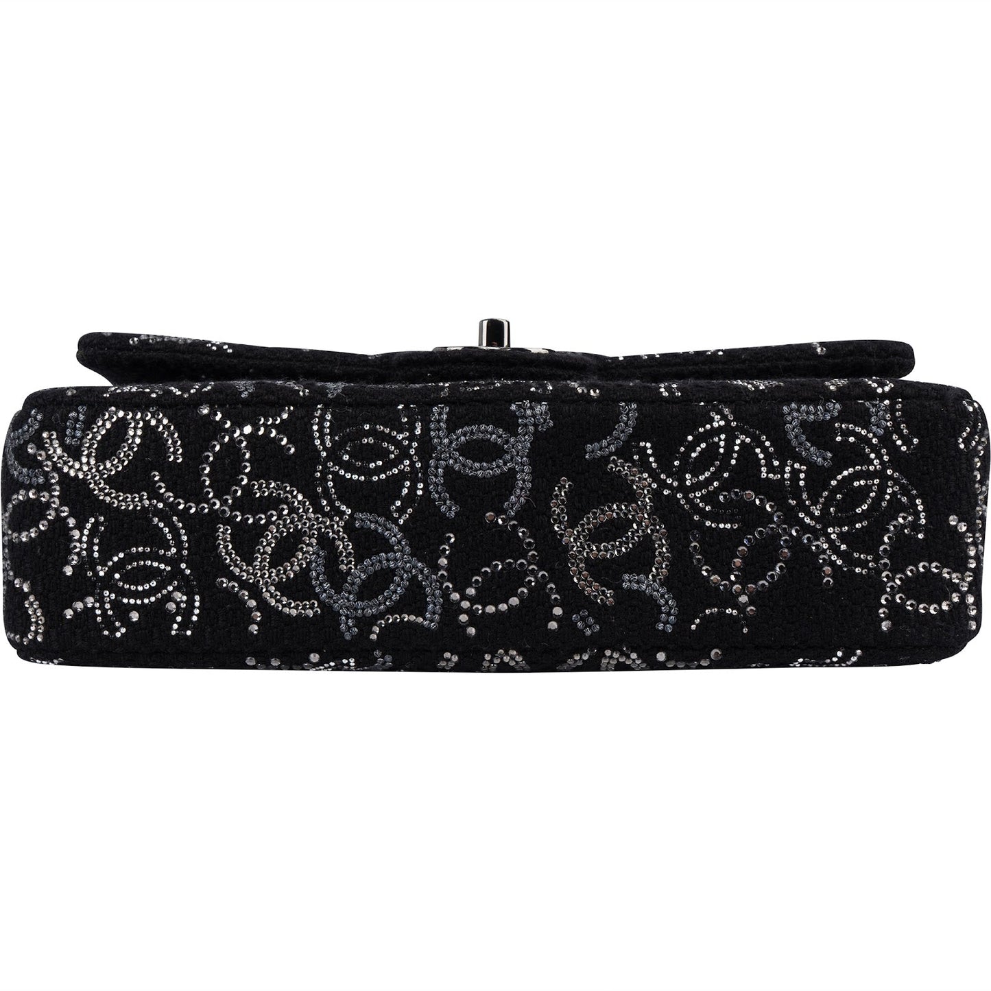 Chanel Sequin Embellished Woven CC Medium Double Flap Shoulder Bag