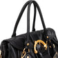 Prada Black Leather Cervo Lux Dragon Satchel Handbag