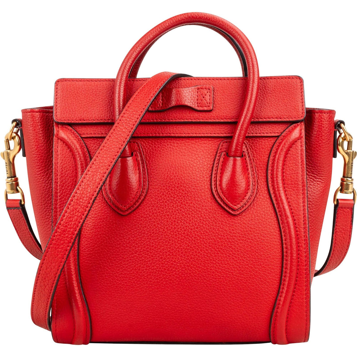 Céline Drummed Calfskin Luggage Nano Handbag