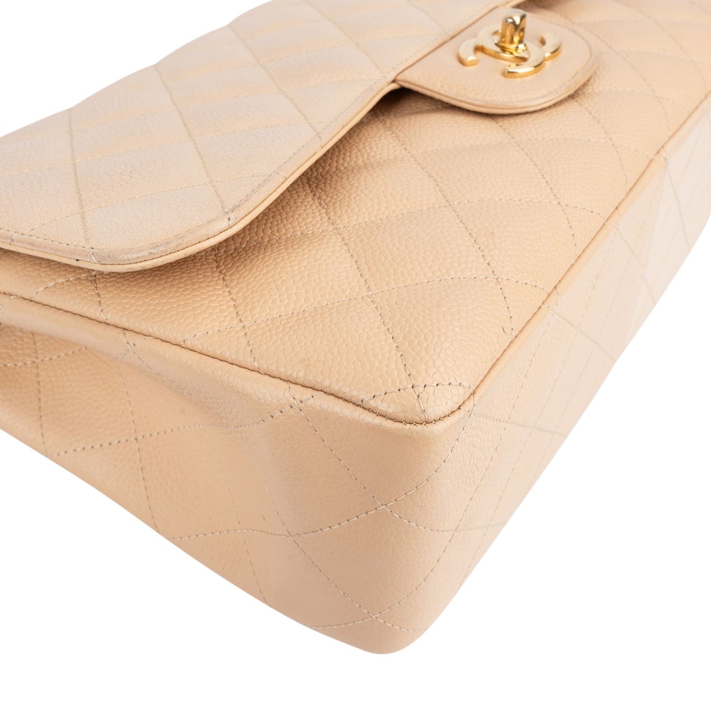 Chanel Caviar Leather Jumbo Double Flap Shoulder Crossbody Bag