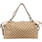 Gucci Monogram GG Heavy Braided Handle Bamboo Shoulder Bag