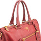 Prada Red Vitello Daino Leather Satchel City Handbag