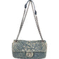 Chanel Denim Camellia Single Flap Crossbody Bag