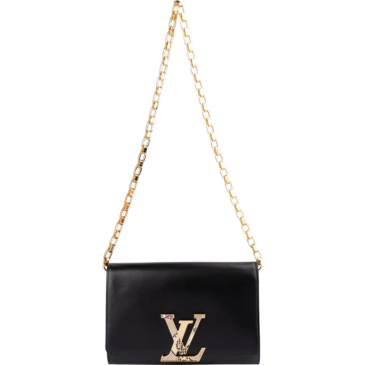 Louis Vuitton Noir Boxcalf Python Leather LV Louise GM Crossbody Bag