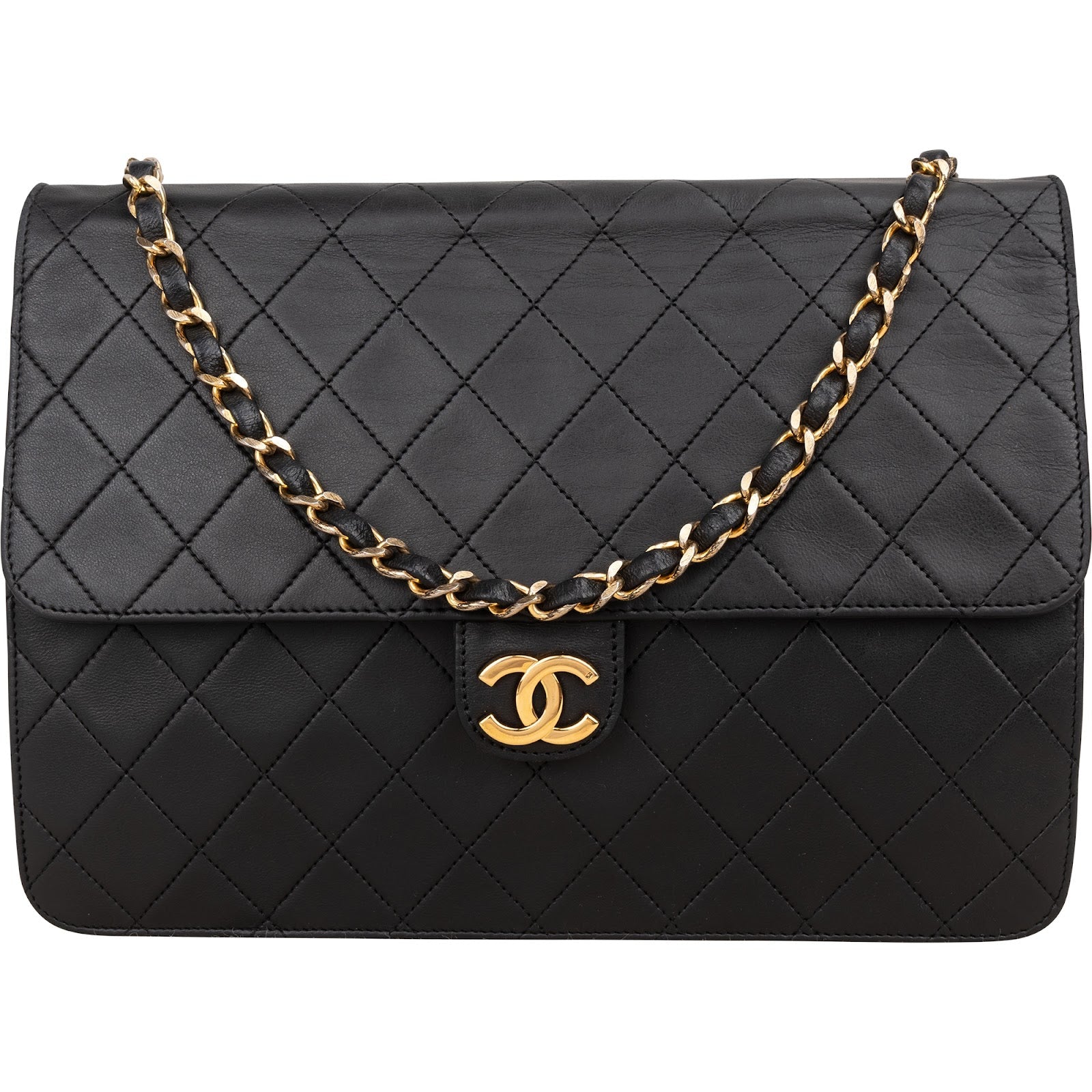 Chanel Quilted Lambskin 24K Gold Single Flap Shoulder Bag