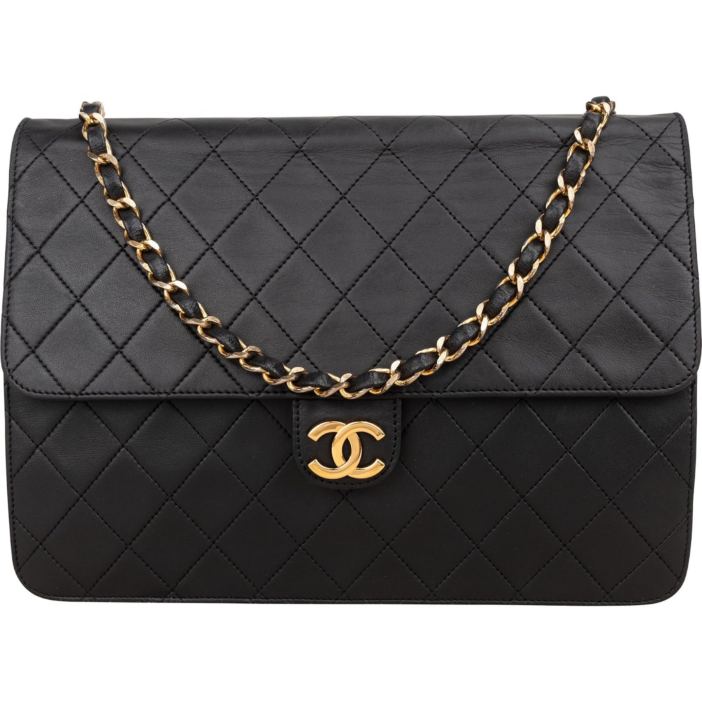Chanel Quilted Lambskin 24K Gold Single Flap Shoulder Bag