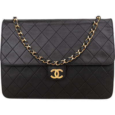 Chanel Quilted Lambskin 24K Gold Single Flap Shoulder Bag