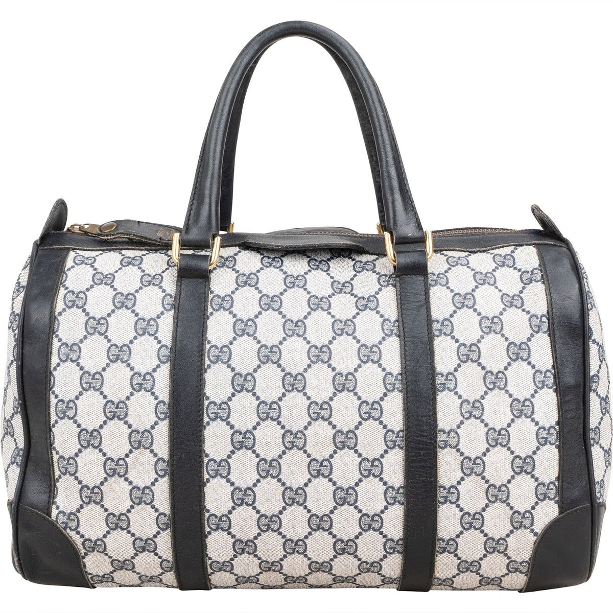 Gucci Navy Monogram GG Plus Coated Canvas Boston Handbag