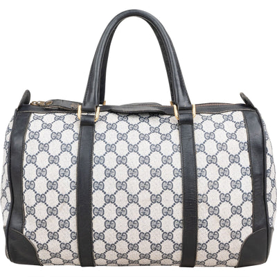 Gucci Navy Monogram GG Plus Coated Canvas Boston Handbag