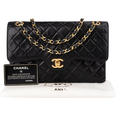 Chanel Quilted Lambskin 24K Gold Jumbo Double Flap Shoulder Bag