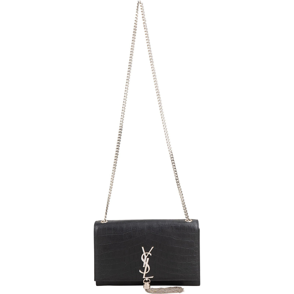 Yves Saint Laurent Kate Tassel aus Leder in Krokooptik – Ansicht 7