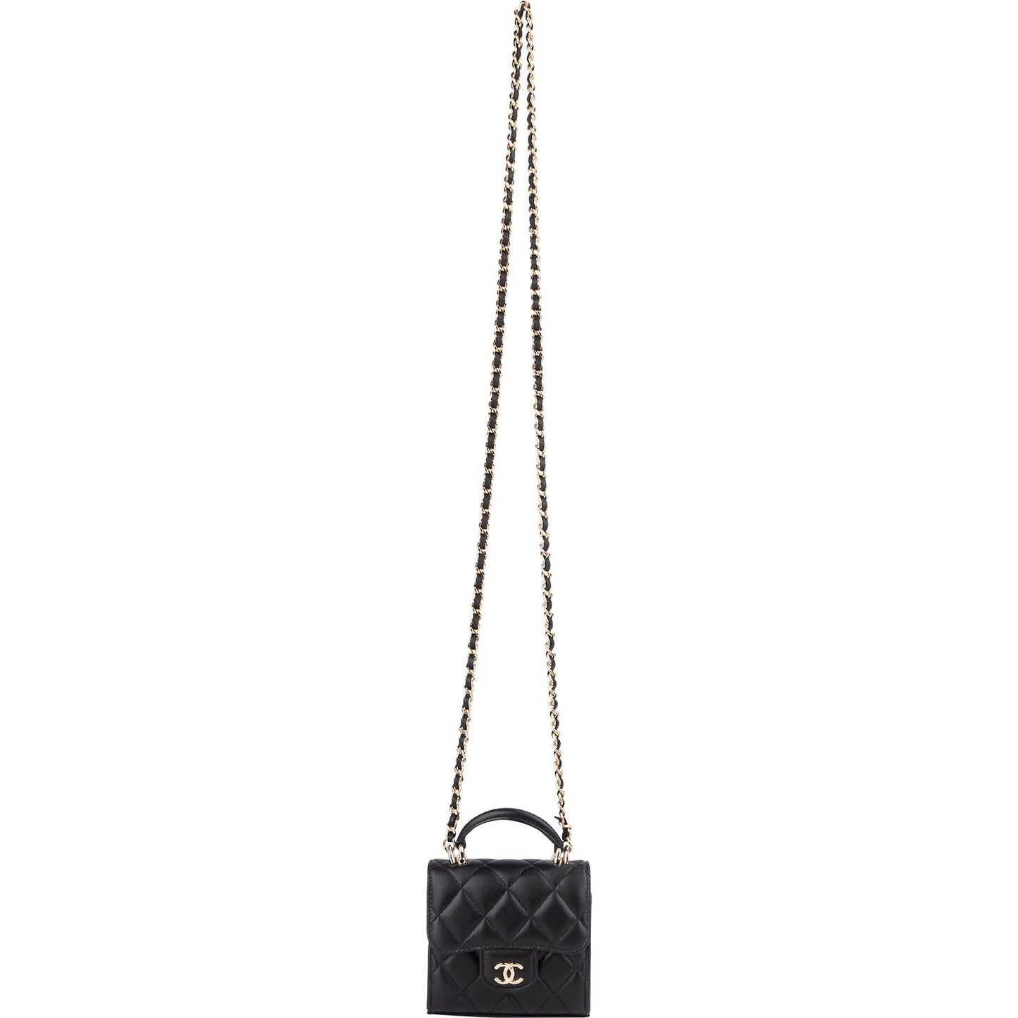 Chanel Quilted Lambskin Mini Single Flap with Top Handle Crossbody Bag