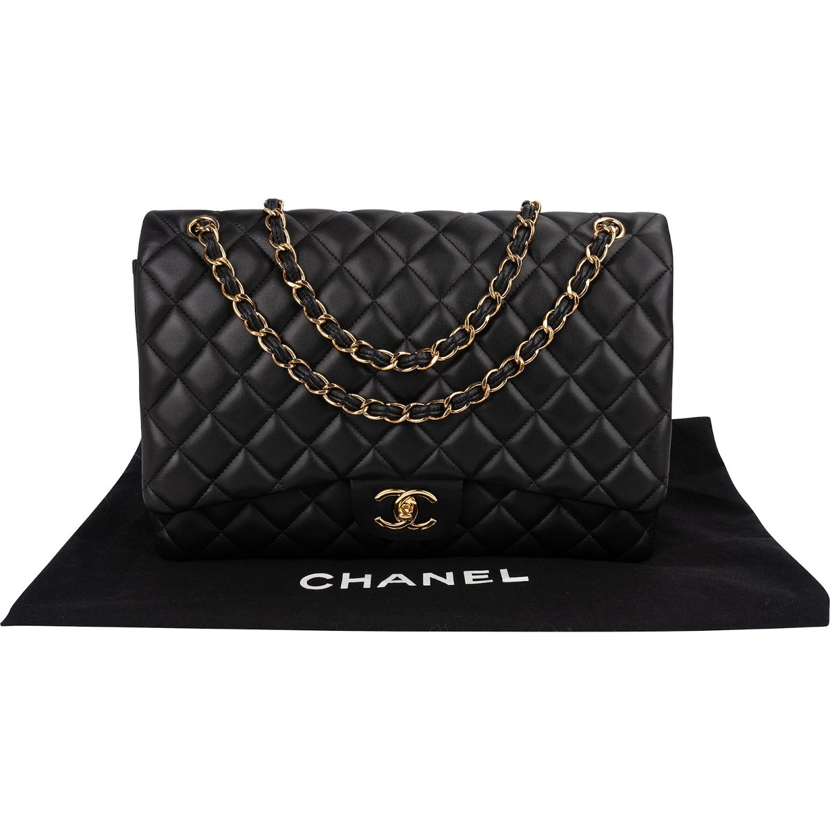 Chanel Quilted Lambskin Maxi Double Flap Crossbody Bag