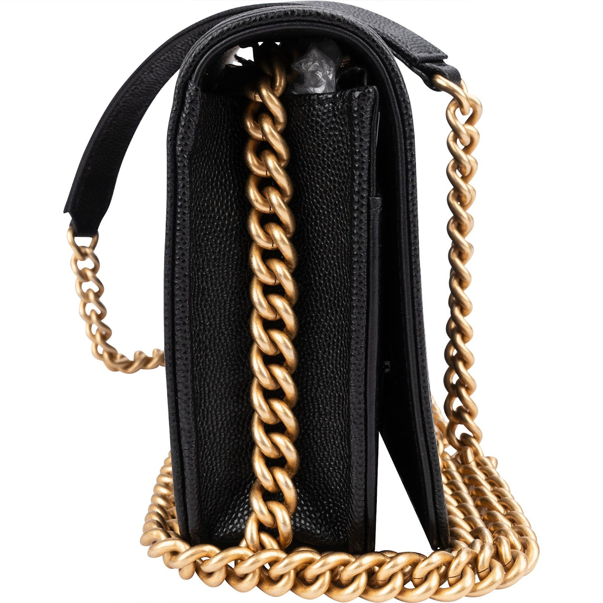 Chanel Quilted Caviar Leather Boy Wallet On Chain Crossbody Bag