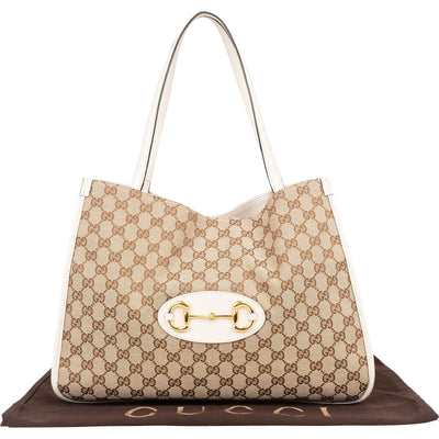 Gucci Monogram GG Canvas Horsebit Tote Shoulder Bag