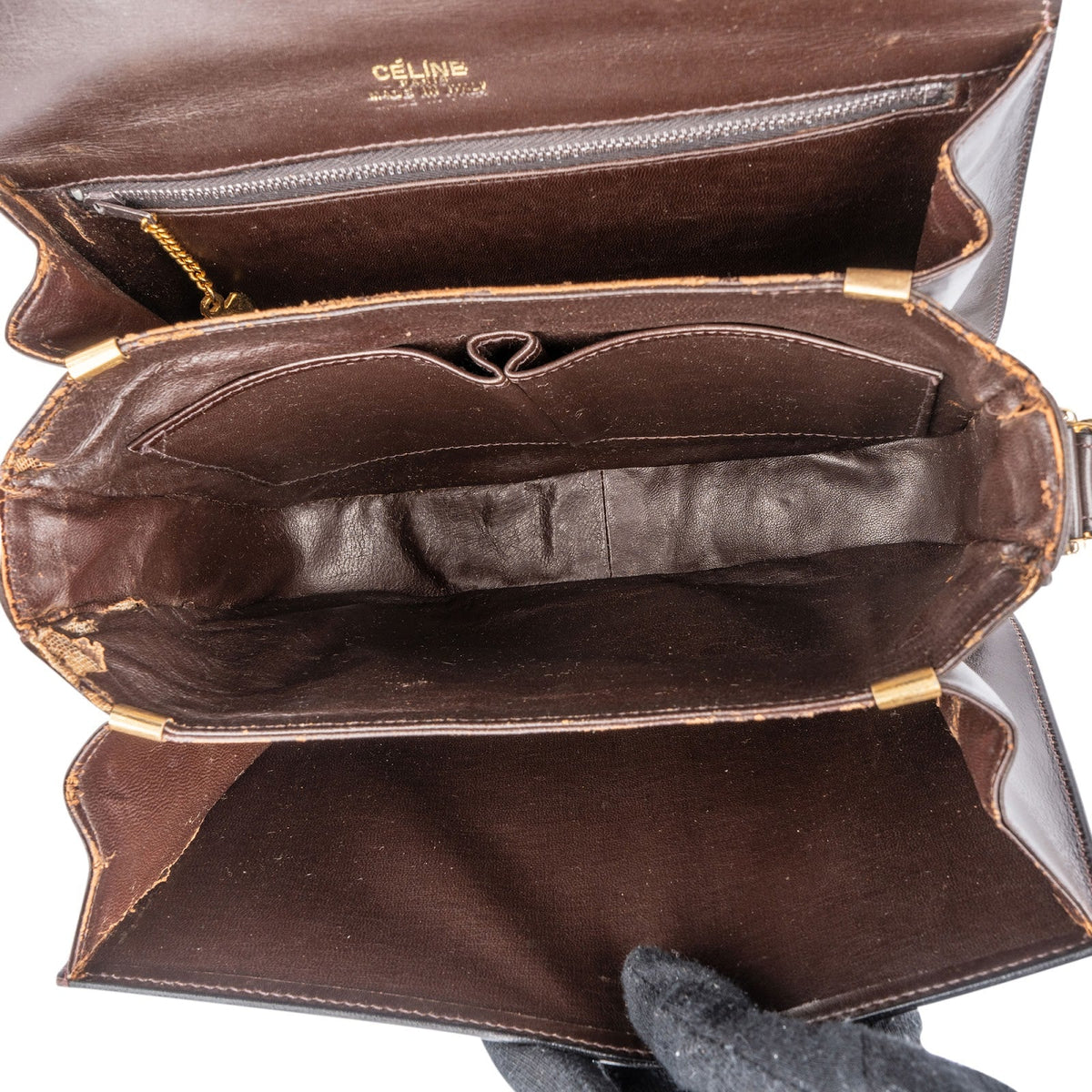 Céline Leather Vintage Horse Carriage Flap Shoulder Bag