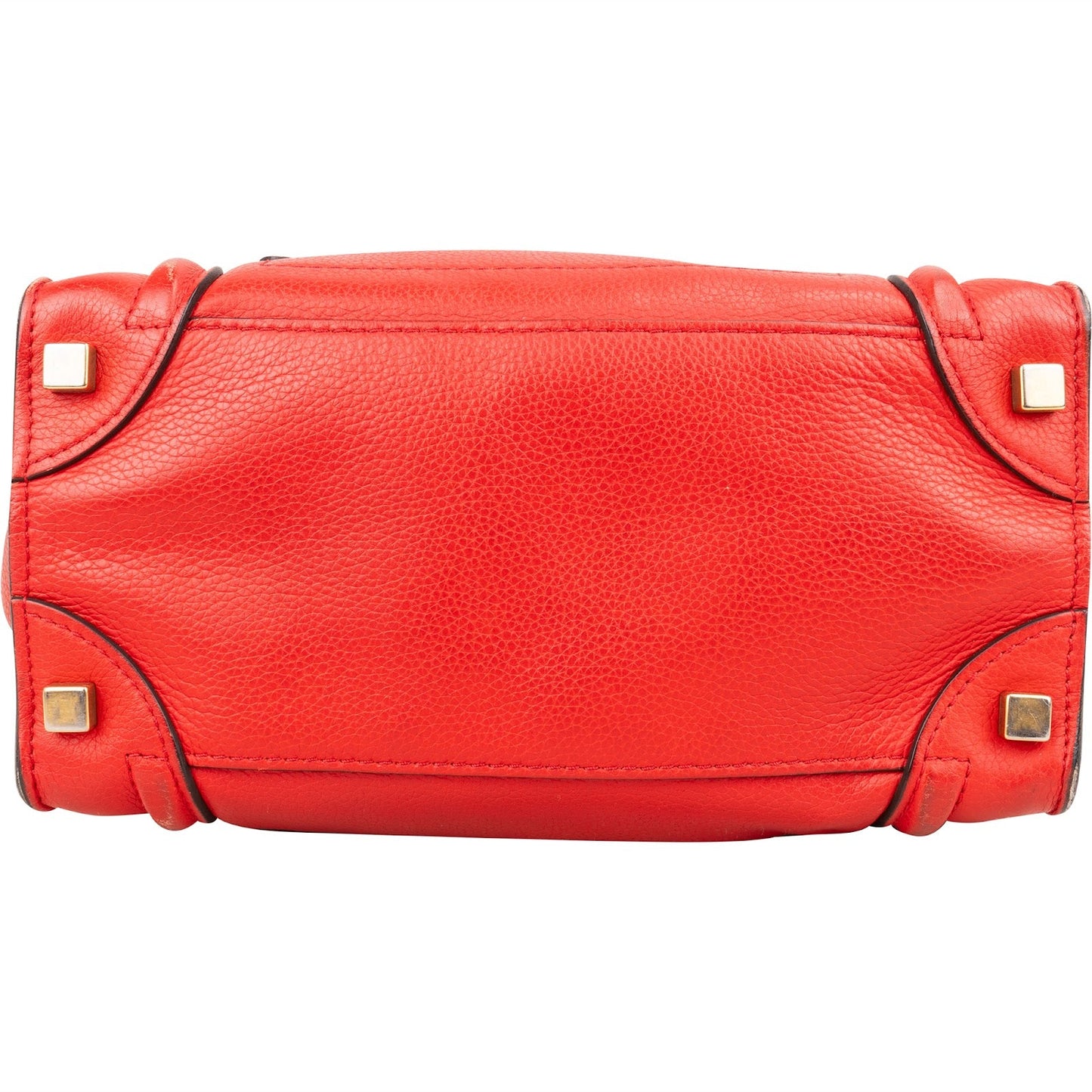 Céline Red Grained Leather Luggage Handbag