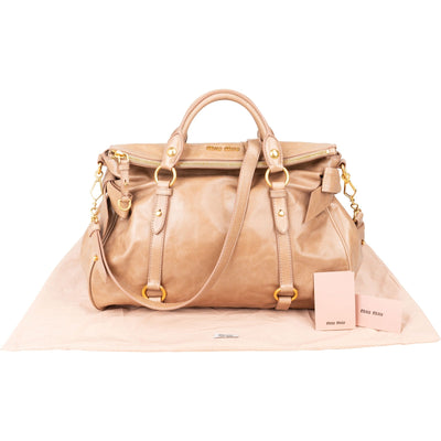 Miu Miu Vitello Lux Leather Bow Satchel Handbag
