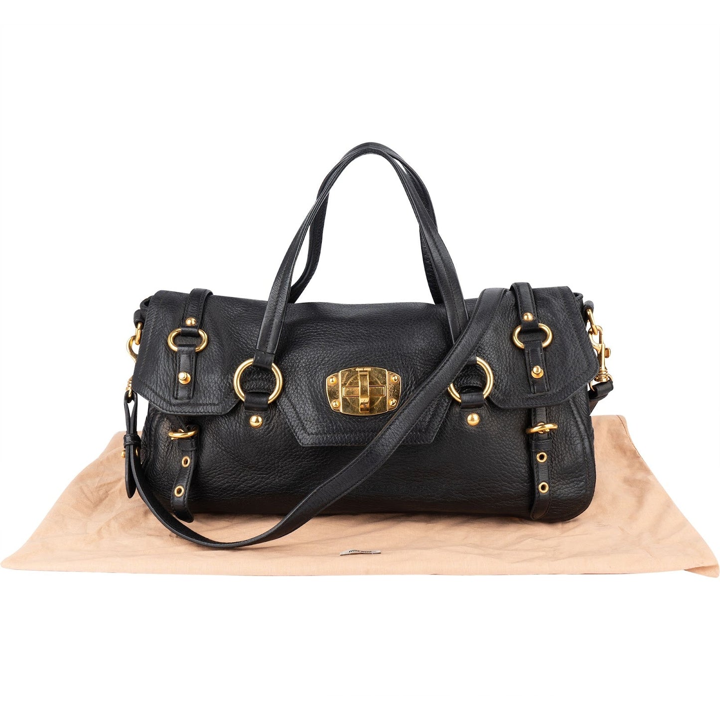 Miu Miu Vitello Lux Leather Coffer Satchel Handbag