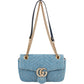 Gucci Denim Matelassé Denim Pearl GG Marmont Crossbody Bag