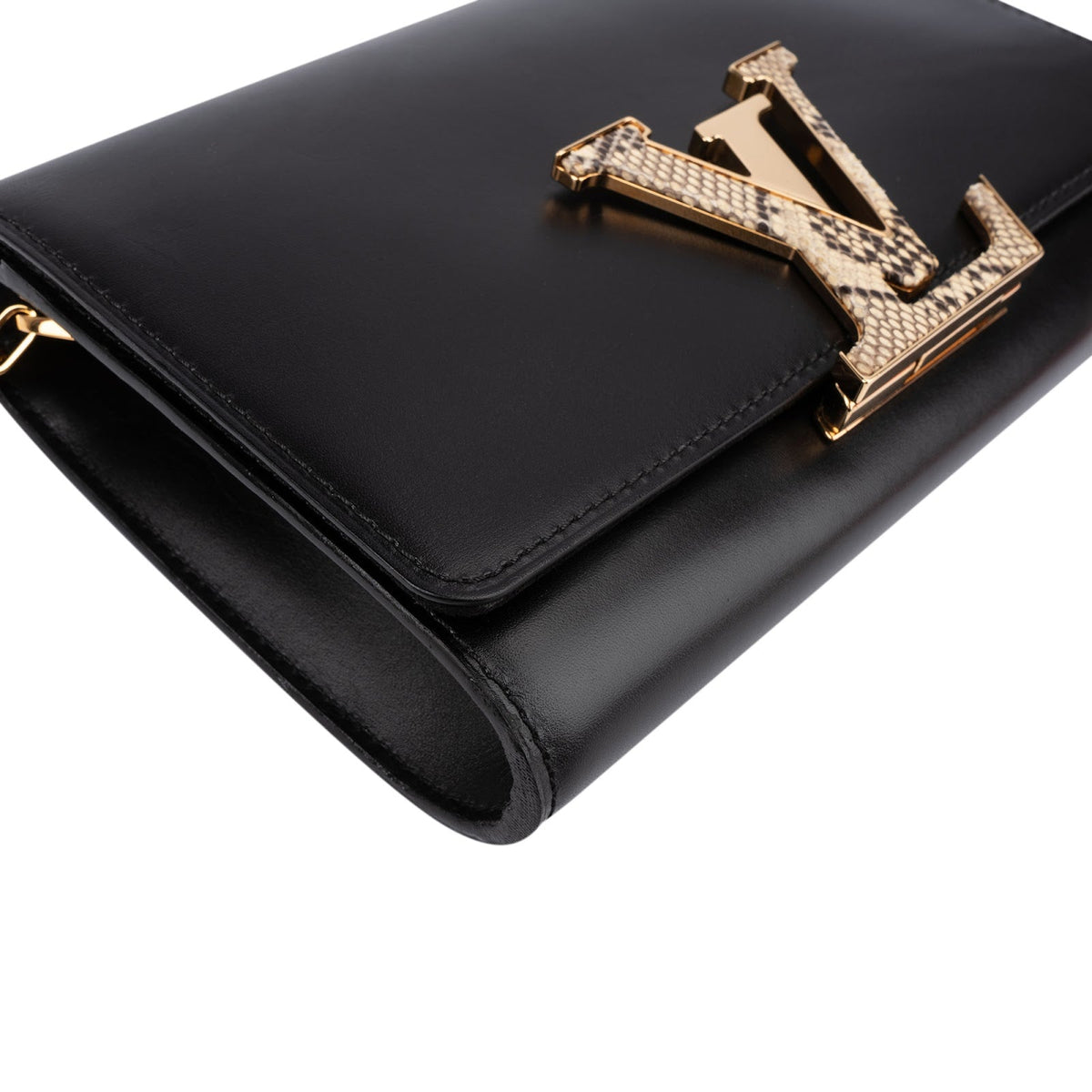 Louis Vuitton Noir Boxcalf Python Leather LV Louise GM Crossbody Bag