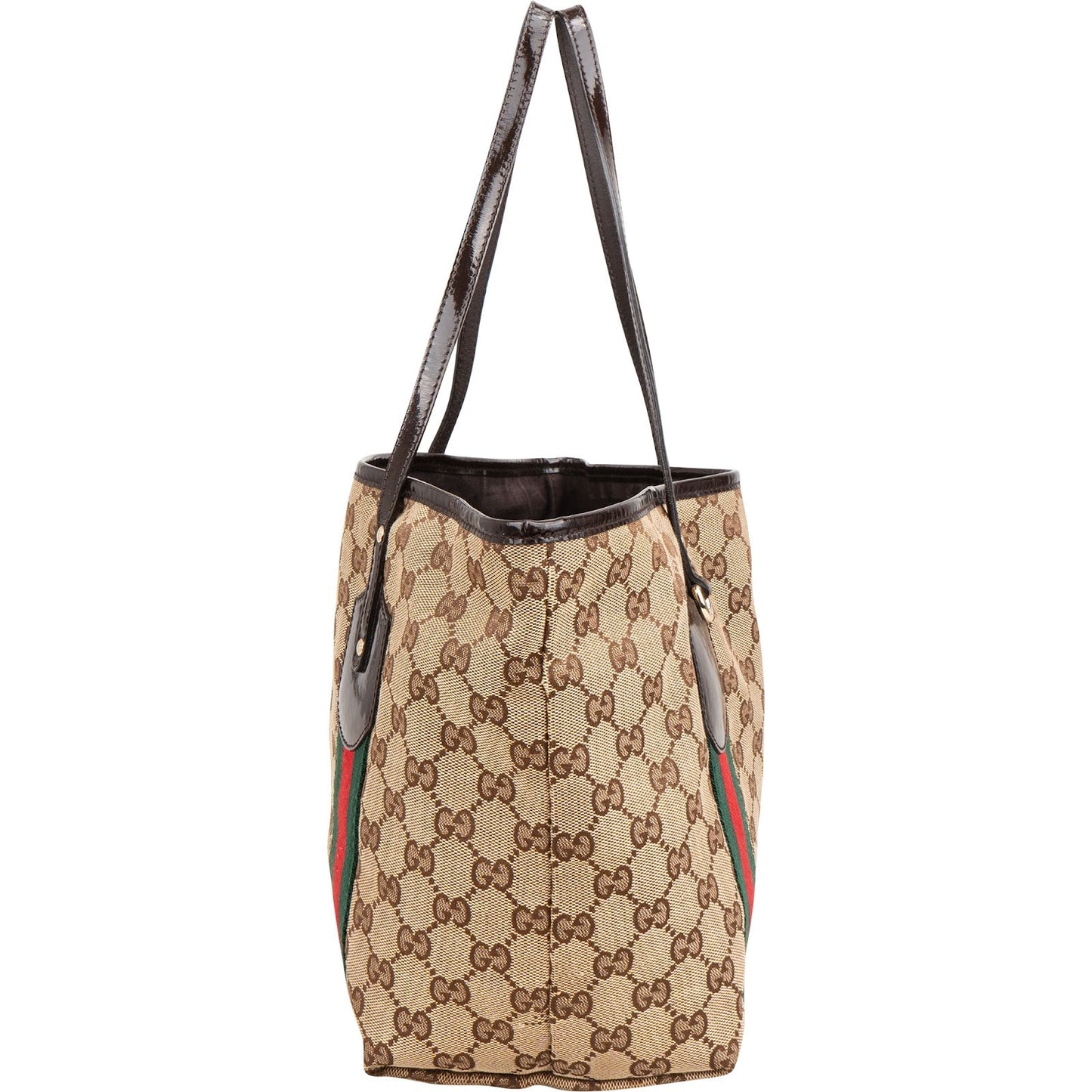 Gucci Monogram GG Canvas Patent Leather Shoulder Bag