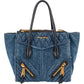 Miu Miu Biker Tote aus gestepptem Denim – Vorderansicht