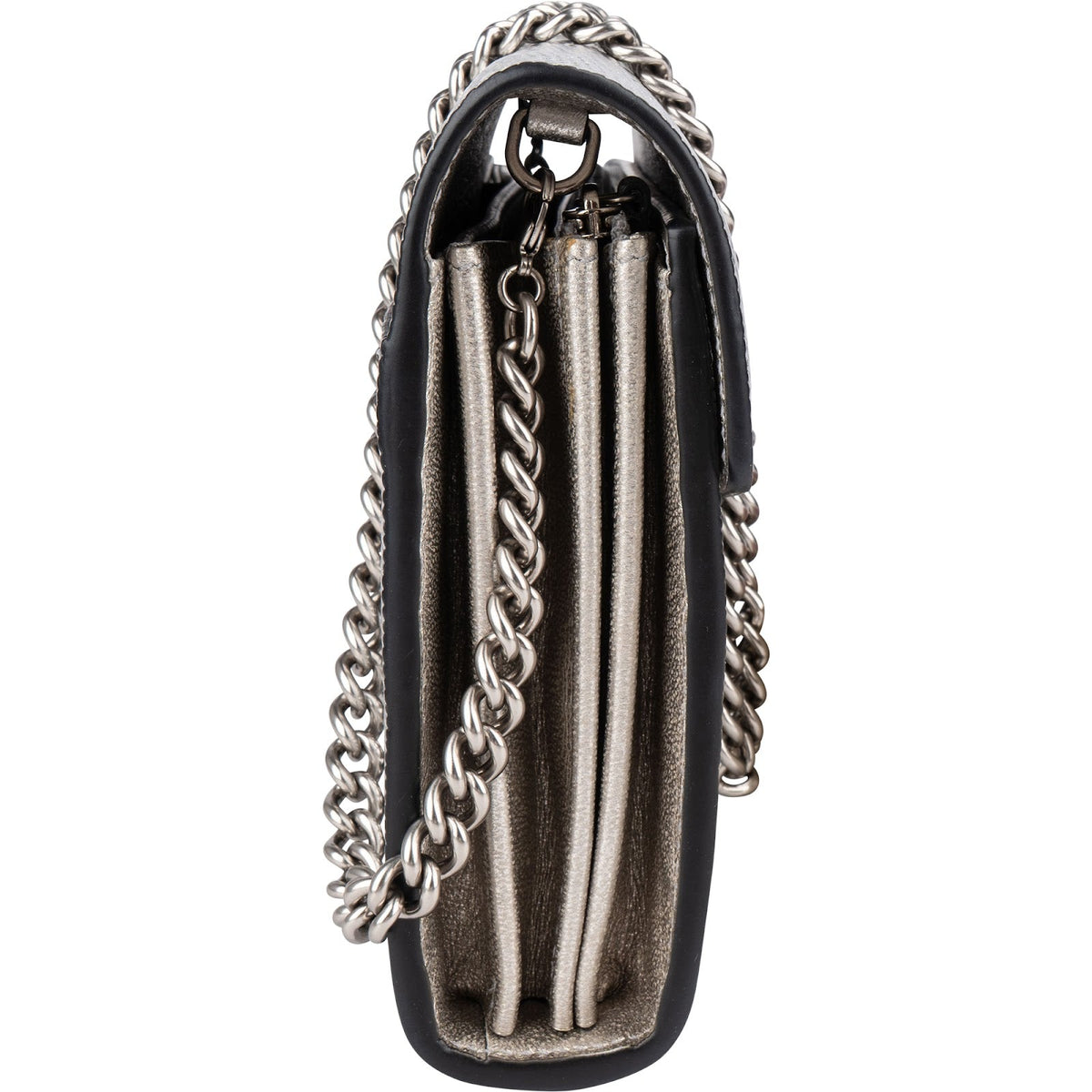 Gucci Lizard-Embossed Metallic Leather Dionysus Wallet On Chain Crossbody Bag