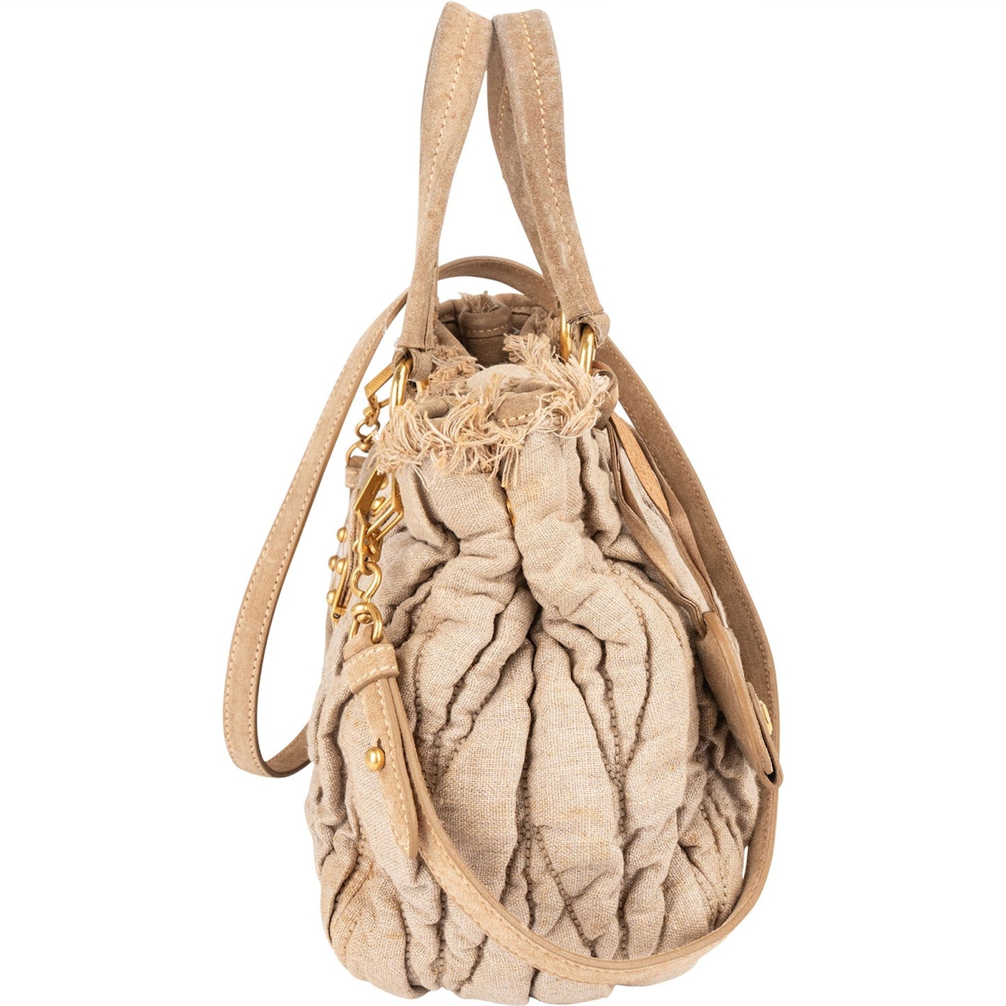Miu Miu Quilted Fabric City Handbag