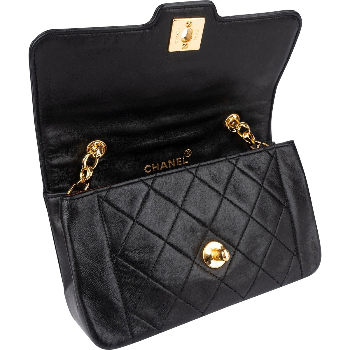 Chanel Quilted Lambskin 24K Gold Small Diana Single Flap Crossbody Bag